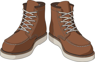 Brown leather lace-up boots with white stitching, stylish outdoor footwear, perfect for hiking, rugged fashion, adventure gear, durable shoes