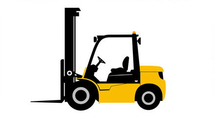 Yellow forklift truck vector icon isolated on a white background