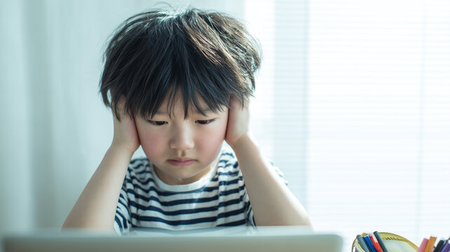 児童が耳を塞ぎ学びに苦しむ
