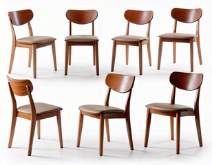 dining chair different angle isolated on white background .