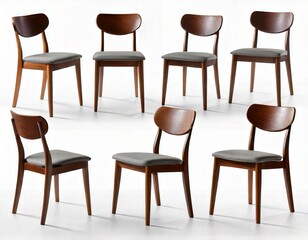dining chair different angle isolated on white background .