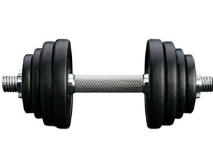 Fototapeta premium Black rubber metal Dumbbell orthogonal front view png