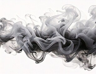 grey-smoke-isolated-0n-white background, ai generated. 