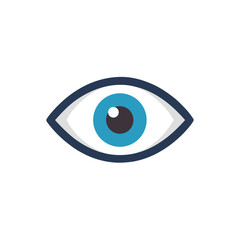 Stylized blue eye icon on black background