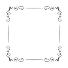 Vintage floral ornament border, Hand drawn decorative element.