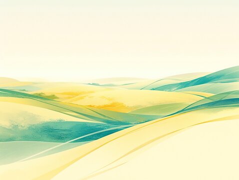Abstract Pastel Green & Yellow Background with Soft Lines, Hand-Painted Texture for Calm Wallpaper and Cover Art
