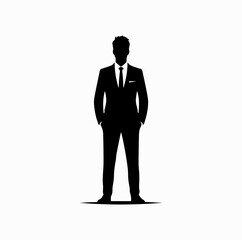 Obraz premium Businessman Silhouette in Suit and Tie – Vector Icon for Professional Branding