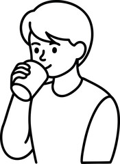 Boy Drinking Apple Cider Clipart