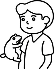 Boy Holding Frog Illustration