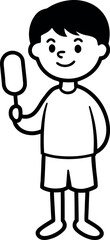 Boy Holding Popsicle Vector
