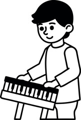 Boy Playing Keyboard Clipart