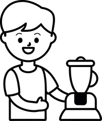 Boy Using Glue and Scissors Clipart