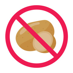No potato sign vector, forbidden potato symbol for food warning or diet restriction icon
