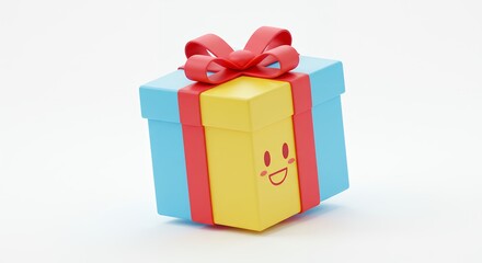 Obraz premium Gift box with bow and happy face