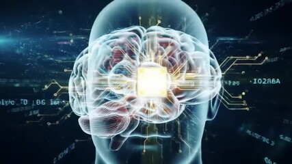 AI brain processing data, showcasing futuristic neural network technology - Powered by Adobe