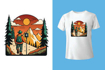 Outdoor Adventure Traveler, and Forest Outdoor Adventure, and Vintage T-shirt Design and Typography Lettering, Print, Vector, Illustration Design.
