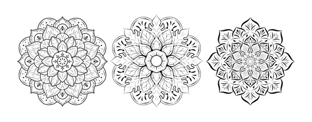 Set of mandala with floral ornament pattern
