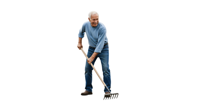An elderly person practicing gardening with joy