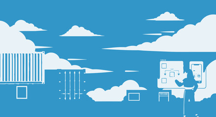 Naklejka premium Cloud-Native Architecture for Application Development and Container Deployment Strategy