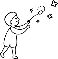 Child Catching Fireflies Clipart