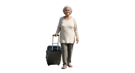 An elderly person traveling with curiosity