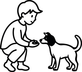 Child Feeding Pet Animal Clipart