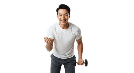 A smiling person working out at a gym with health and energy