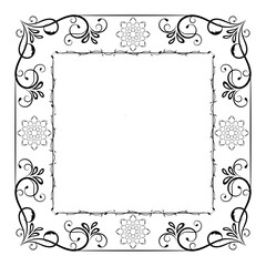 Vintage floral ornament border, Hand drawn decorative element.