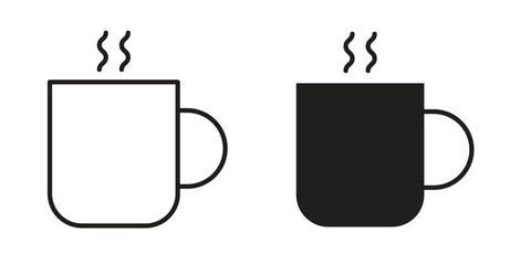 Coffee mug icon outline vector Thin line. flat vector simple elements.