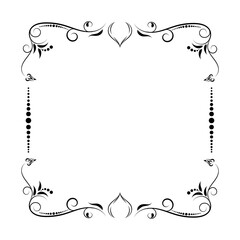 Vintage floral ornament border, Hand drawn decorative element.