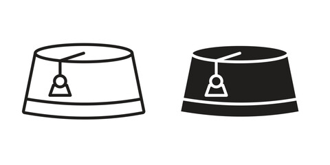 Fez hat icon outline vector Thin line. flat vector simple elements.