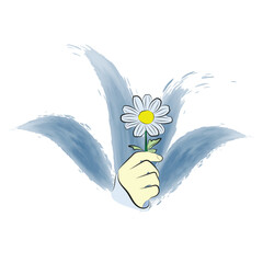 Peaceful Hand and Flower Illustration