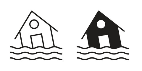 Flood icon outline vector Thin line. flat vector simple elements.