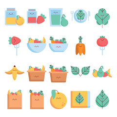Healthy Food Basket Vector Icon