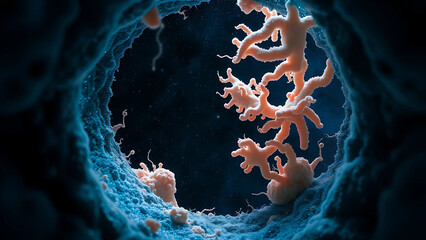 Cryo-ET timelapse of ancient bacteria revival:
1. [Stage 1] 25,000-year-old spores awakening
2. [Stage 2] DNA repair enzymes (glowing tools)
3. [Stage 3] Cell division in extreme slow-mo