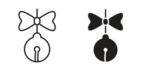 Jingle bell icon outline vector Thin line. flat vector simple elements.
