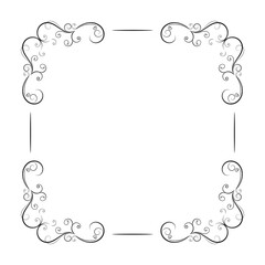 Curly Black Flourishes in Corners of Square Frame