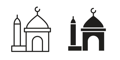 Mosque icon outline vector Thin line. flat vector simple elements.