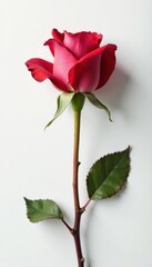 Obraz premium Single dried rose head, intricate detail, pristine white backdrop , dried blooms, craft supplies, red rose