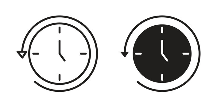 Rewind time icon outline vector Thin line. flat vector simple elements.