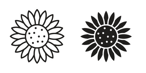 Sunflower icon outline vector Thin line. flat vector simple elements.
