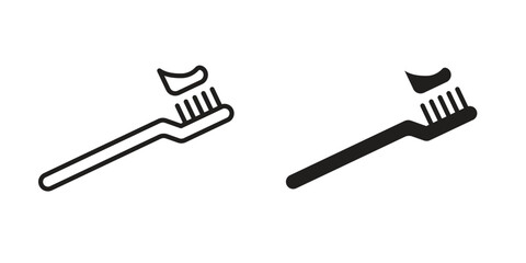 Toothbrush icon outline vector Thin line. flat vector simple elements.