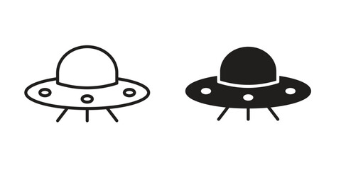 UFO icon outline vector Thin line. flat vector simple elements.