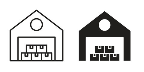 Warehouse icon outline vector Thin line. flat vector simple elements.