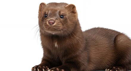 Brown mink against white background