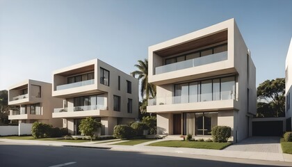 Fototapeta premium Luxury Residential Architecture with Neutral Tones during summer.
