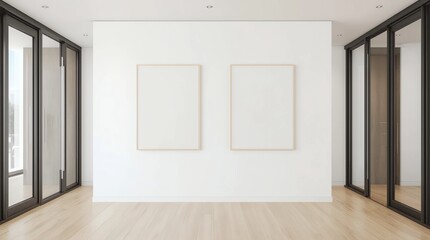 Obraz premium Blank poster on the wall in modern office 