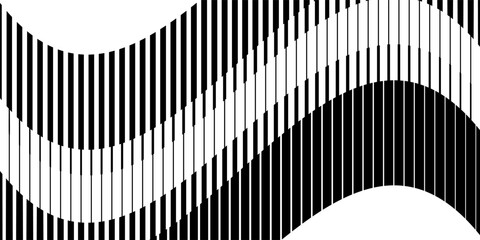 Black and white striped halftone gradient. Fading linear gradation background. Repeating strip pattern backdrop.