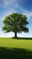 Obraz premium Majestic Oak Tree in a Verdant Field