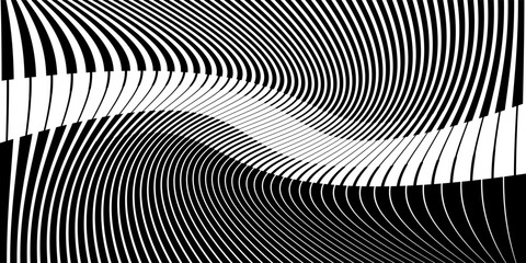 Black and white striped halftone gradient. Fading linear gradation background. Repeating strip pattern backdrop.